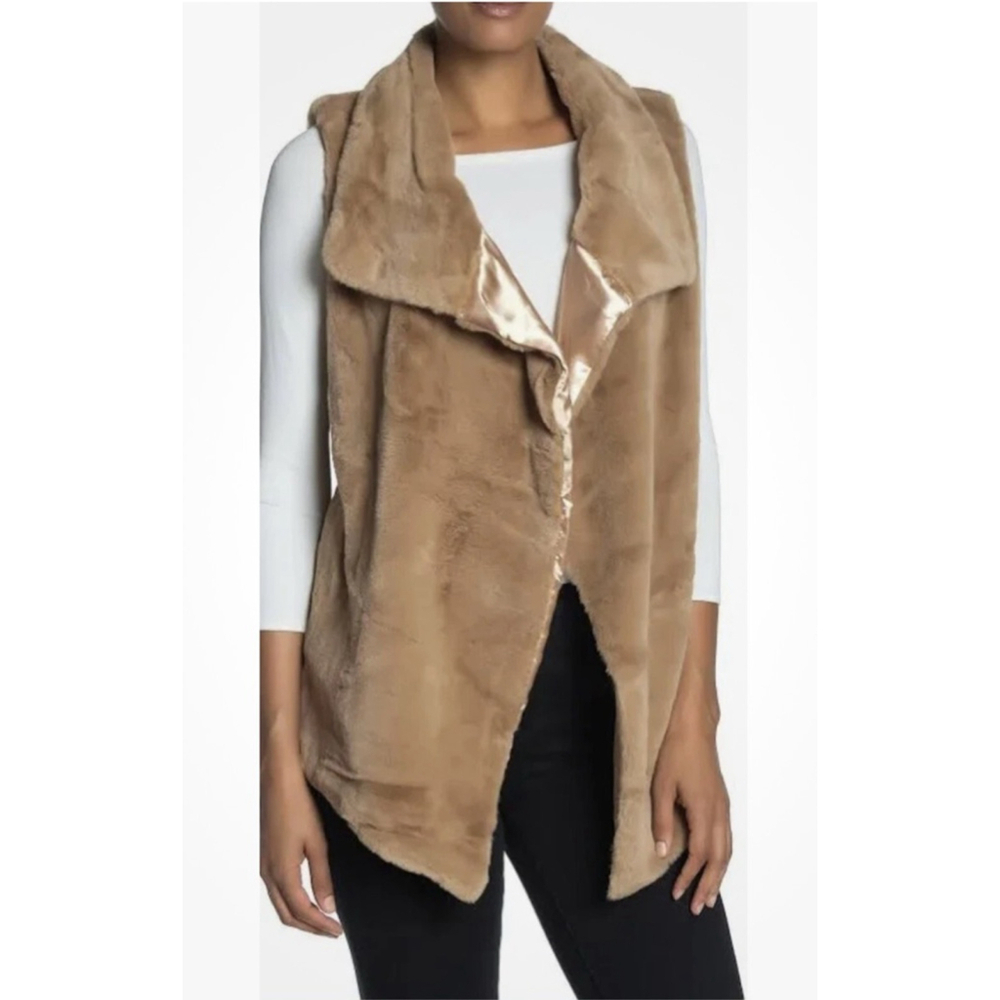 NWT Philosophy Faux Fur Open Front Vest Black Size Small - Picture 5 of 5